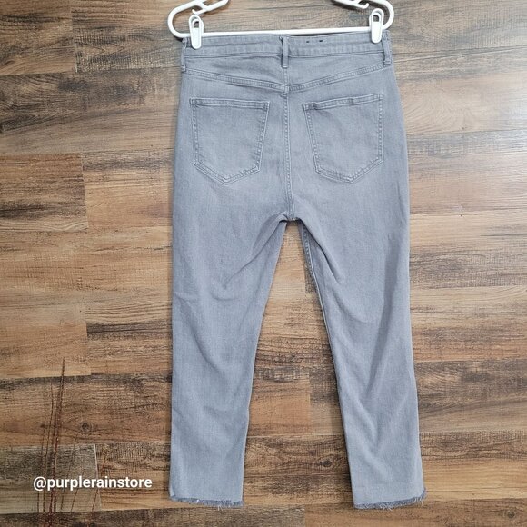 Gap Jeans Sz 10 Vintage Slim Sky High Crop Raw Hem Tummy Control Stretch Denim - Picture 2 of 10